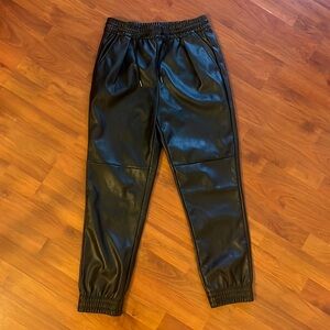 Halston vegan leather joggers
